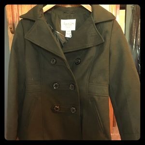 Olive green peacoat